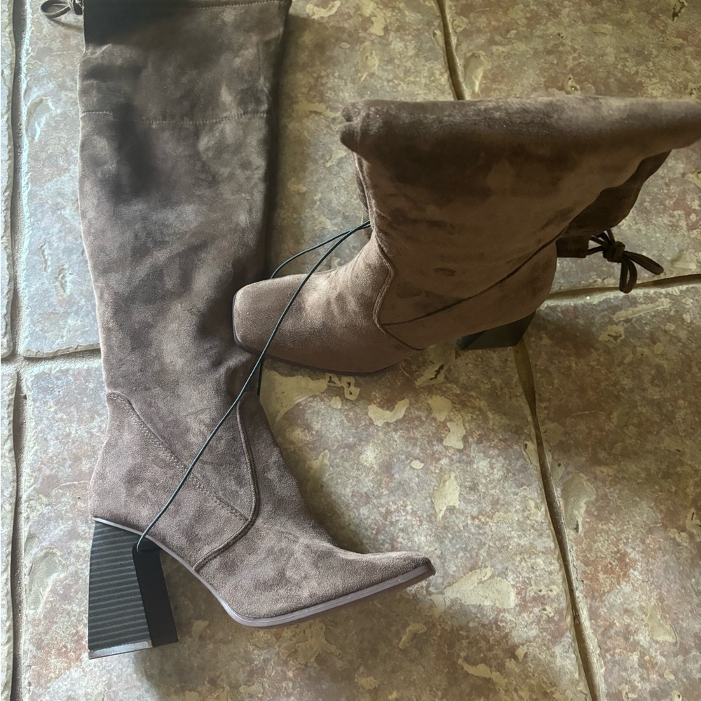 Brown knee high boots